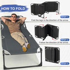 4-Position Folding Camping Bed Hold up 330lbs, With Mattress