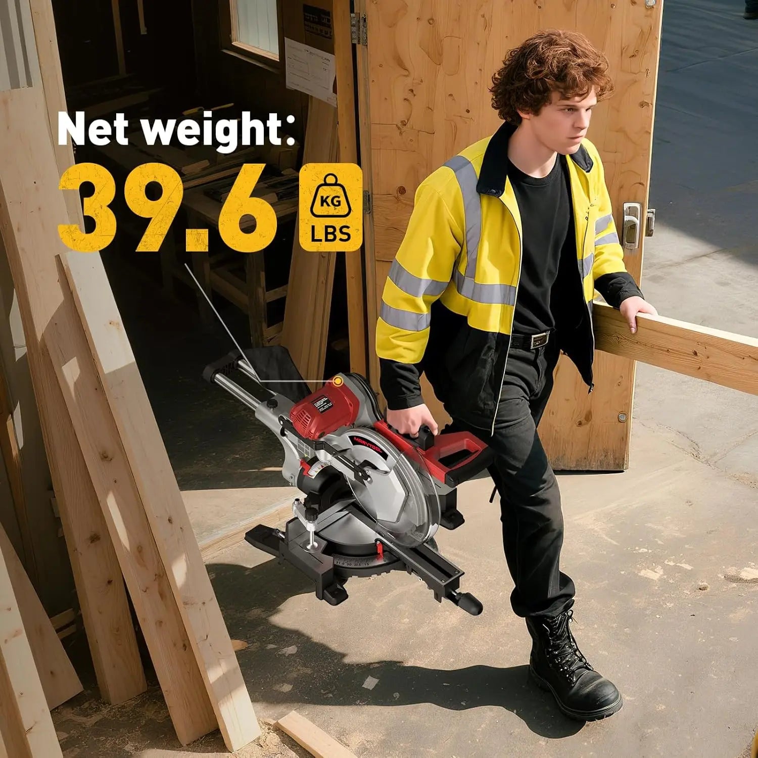 12-Inch Dual-Bevel Sliding Compound Miter Saw, 3800RPM, 0-45°, 15 Amp