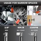 3/8" Cordless Electric Ratchet Wrench Set, Power Ratchet Tool Kit With 2 Packs 2000 mAh Battery And Charger, 45 FT-LBS