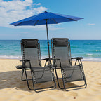 Zero Gravity Portable Recliner Camping Patio Lounge Chair with Cup Holder Trays Adjustable Pillow