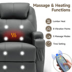 Recliner Chair with Massage and Heat, 360° Swivel Rocking Chairs for Adults, Remote Control and Cup Holder
