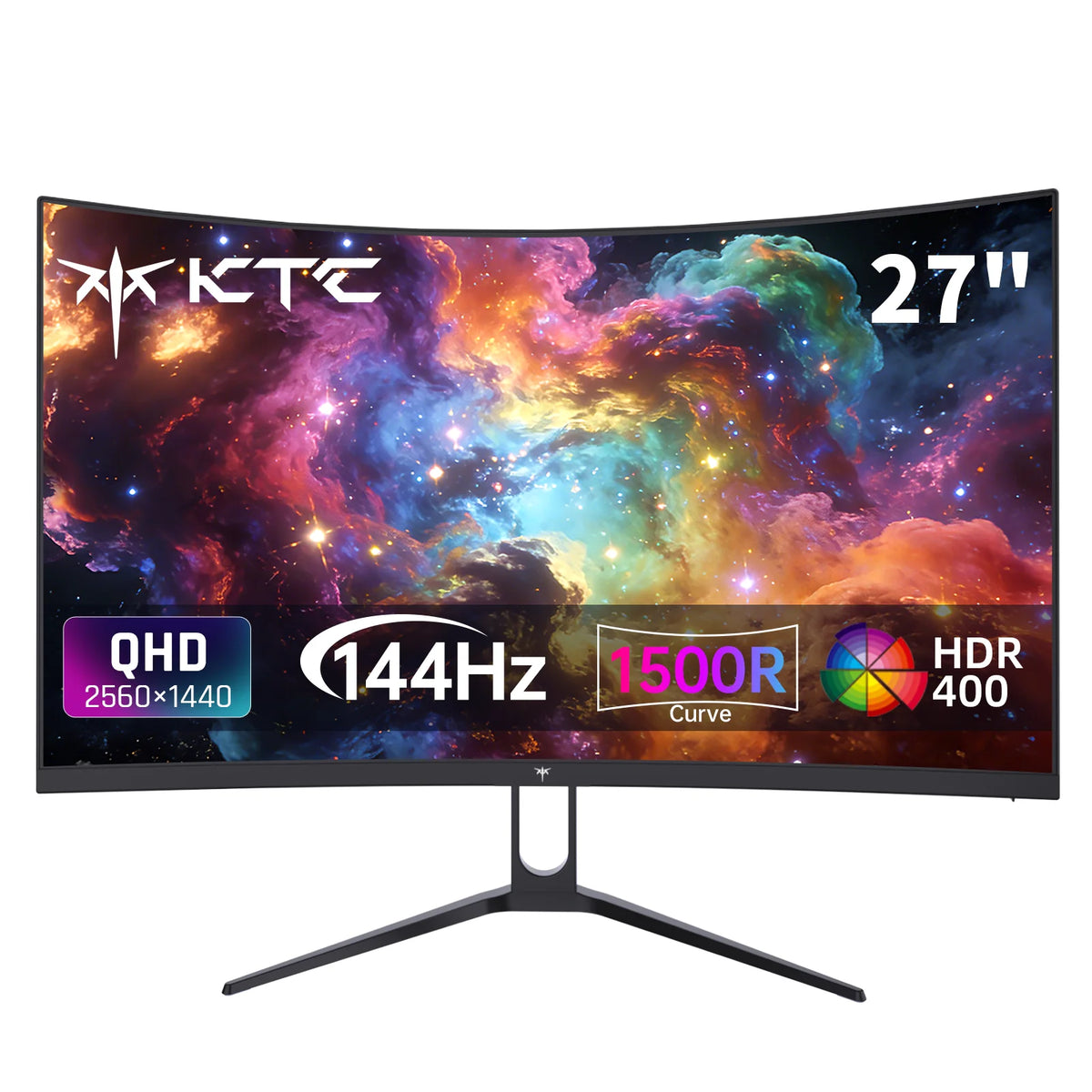 27" Curved Gaming Monitor, 1440P QHD 144Hz 120Hz Monitor 1500R HVA Panel, HDR400, Adaptive Sync, 400nits