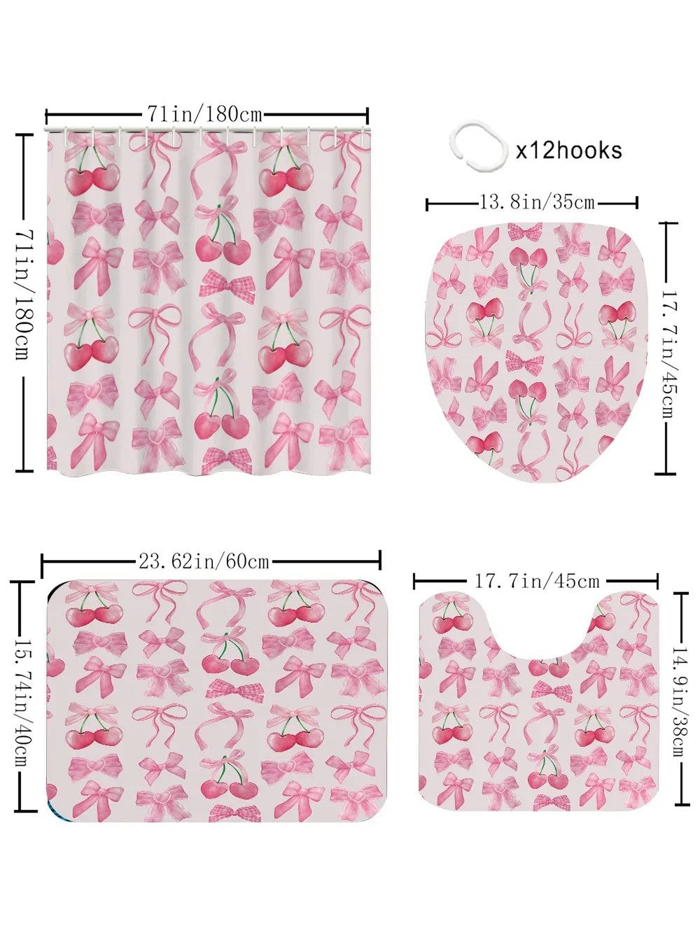 Pink Cherry Bathroom Four-piece Set