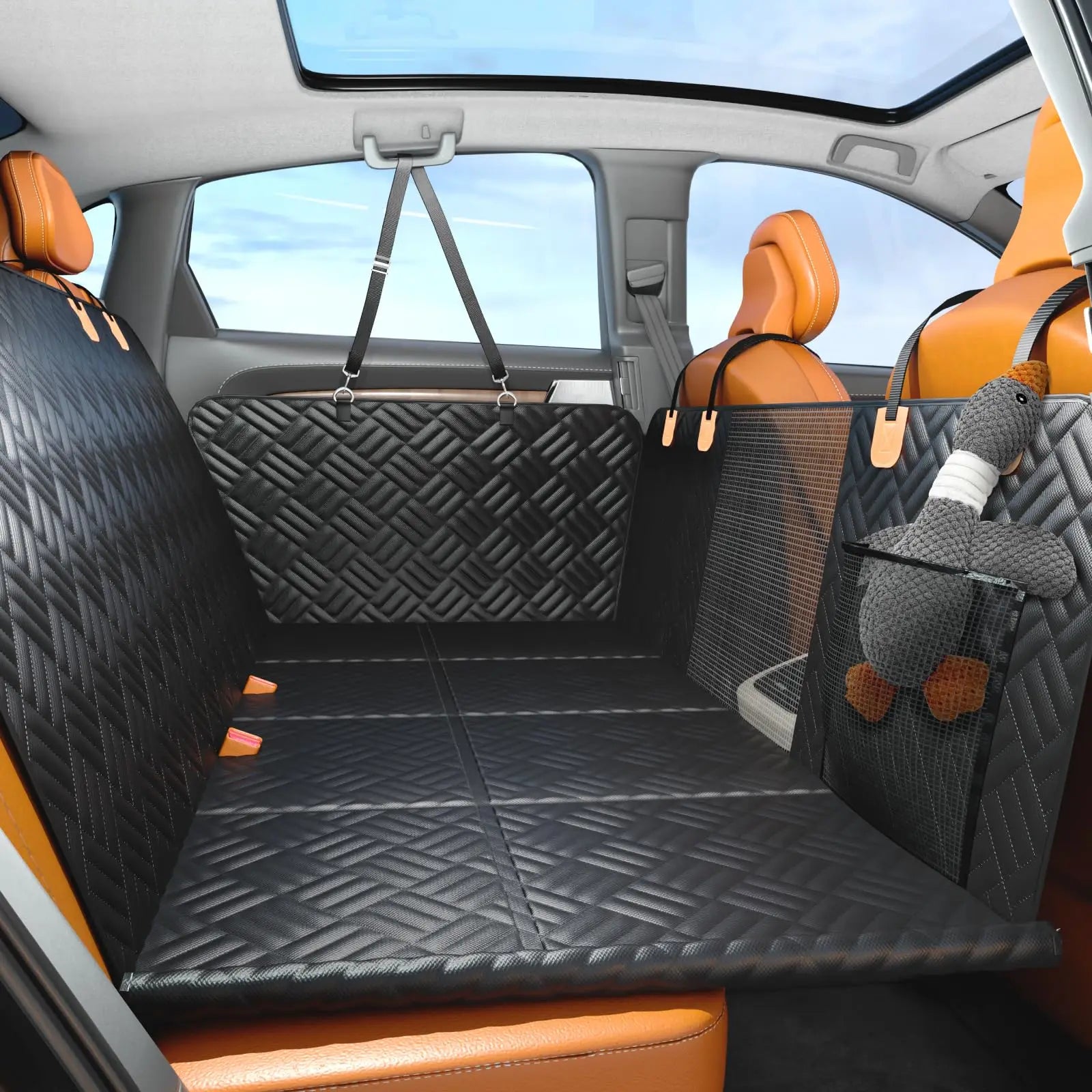 Hard Bottom Rear Seat Extender, Load-Bearing 400 Pounds, 600D Heavy-Duty Anti-Scratch Washable