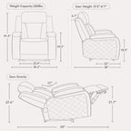 Genuine Leather Power Recliner Chairs for Adults, Zero Gravity Recliner with Power Headrest, Hidden Storage