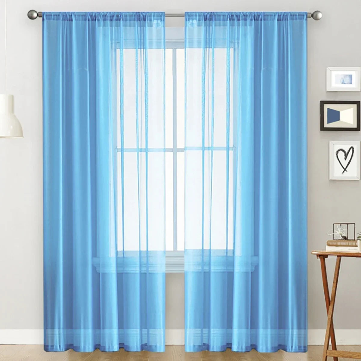 1pc Modern Solid Colour Sheer Curtain