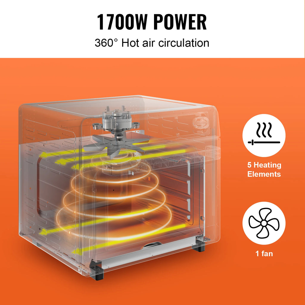 Air Fryer Toaster Oven 25L Convection Oven 1700W Stainless Steel Countertop Combo with Grill for Kitchen