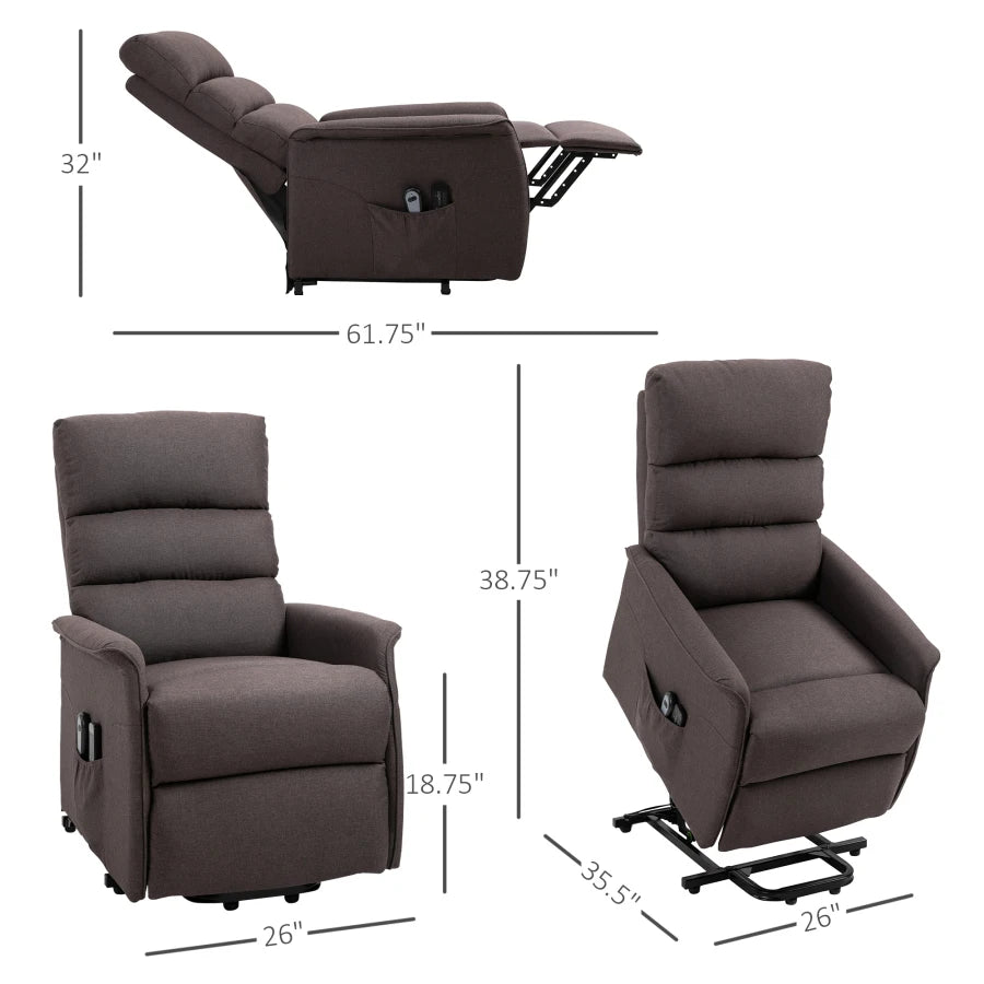Electric Power Lift Recliner Chair for Elderly, Side Pockets for storage
