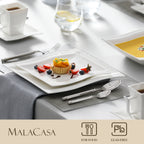MALACASA 30 Piece White Porcelain Dinner Set with 6PCS Dinner Plate/Dessert/Soup/Mug/Saucer Tableware Set for 6-12 Person