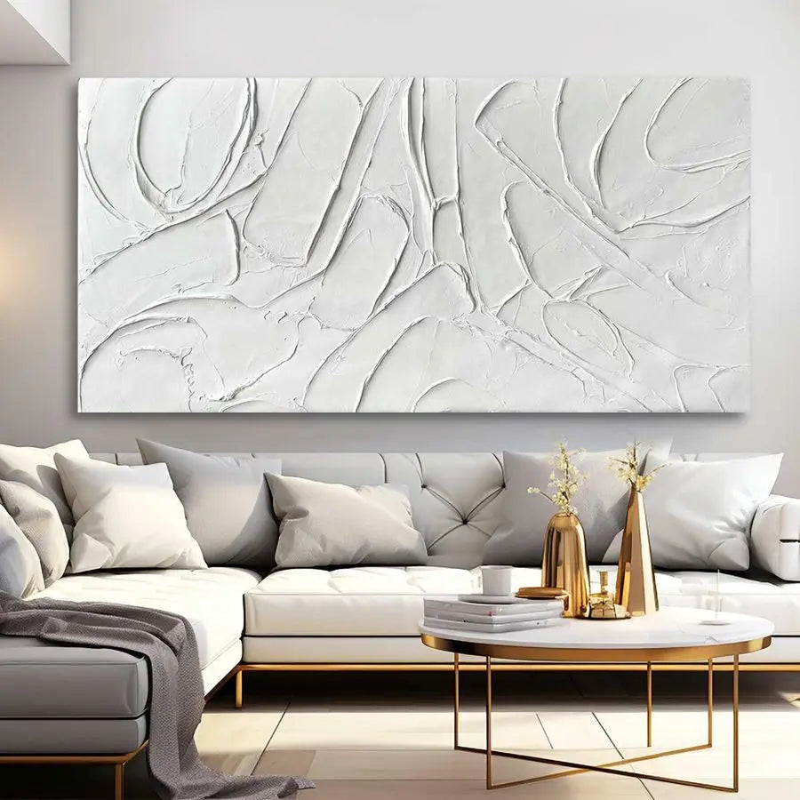 Big Wall Artwork White Painting 29x 58