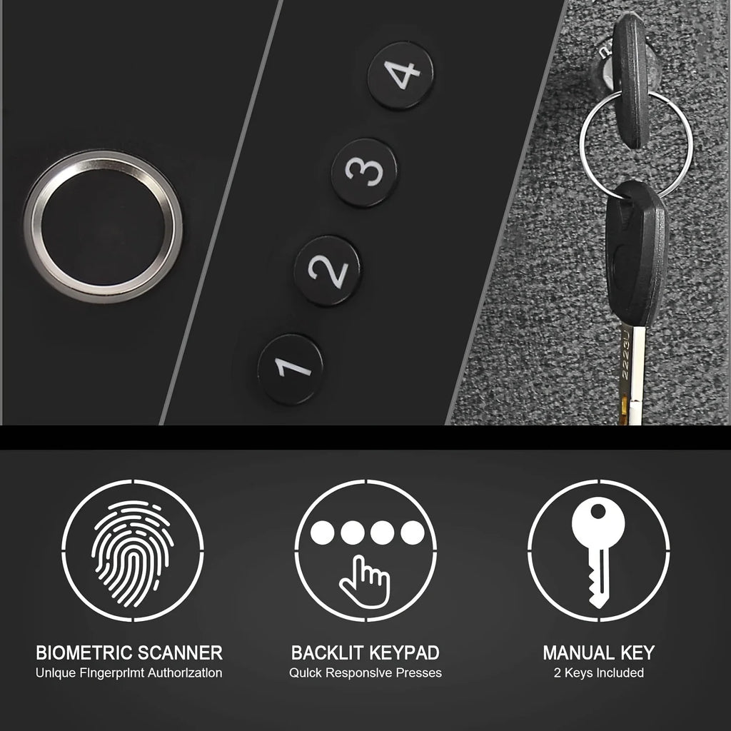 Biometric Slider Handgun Gun Safe for Nightstand, Desk, Bed Side, Truck