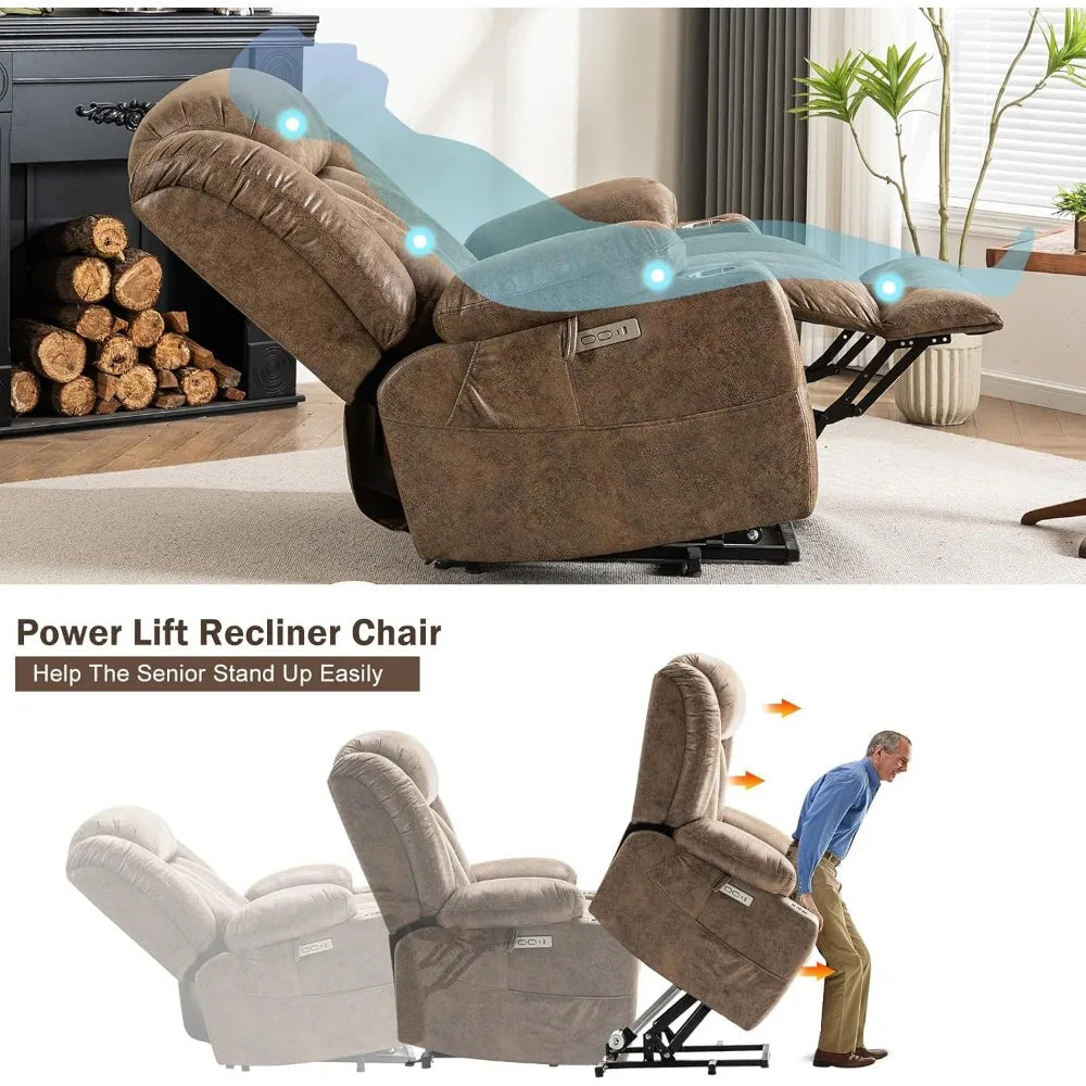 Oversized Power Lift Recliner Chair with Massage and Heat