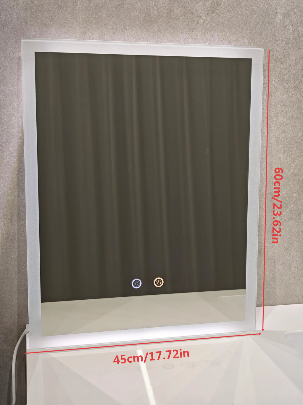 Wall Mirror w Anti-fog, Dual buttons, Memory, Tri-color light, Touch Dimmable