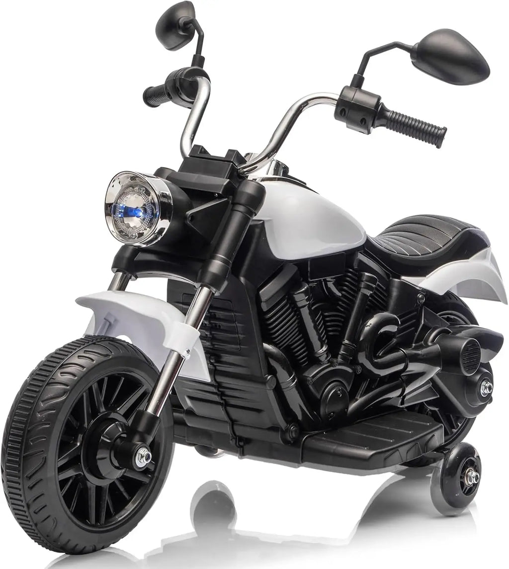 12V Battery Powered Kids Electric Motorcycle 3-Wheel Ride On Toy w/Training Wheels,Reverse,Headlight,Horn,Music,for Toddlers 3-6