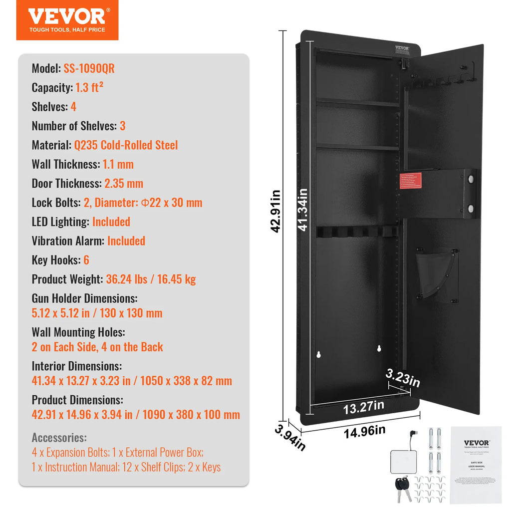 Tall Wall Safe 3/4-Tier Hidden Wall Safe w/ Keypad