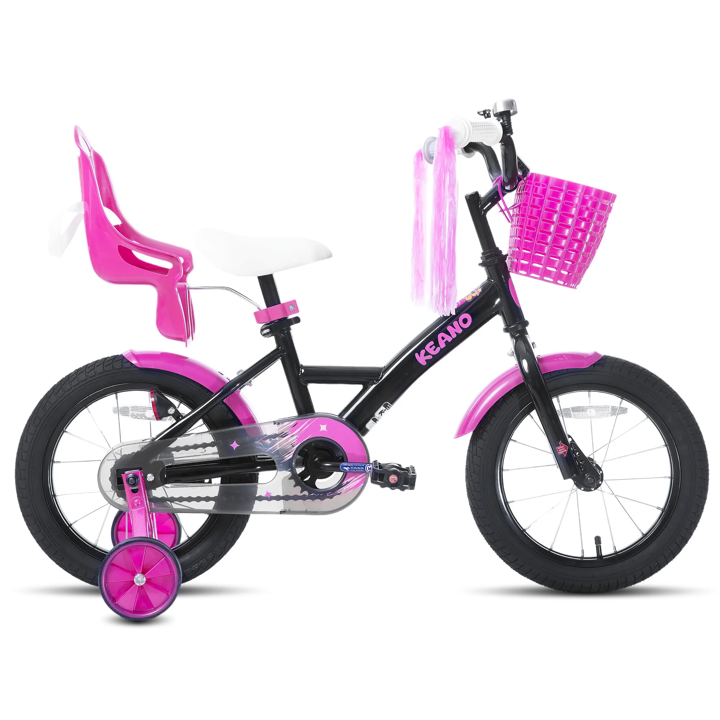 Ages 3-10 Years, Girls' Bikes with Training Wheels, Streamers, Basket and Doll Seat