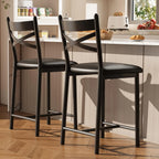 26 Inch Bar Stools Set of 4, Counter Height Bar Chairs with Back and Thick Cushion