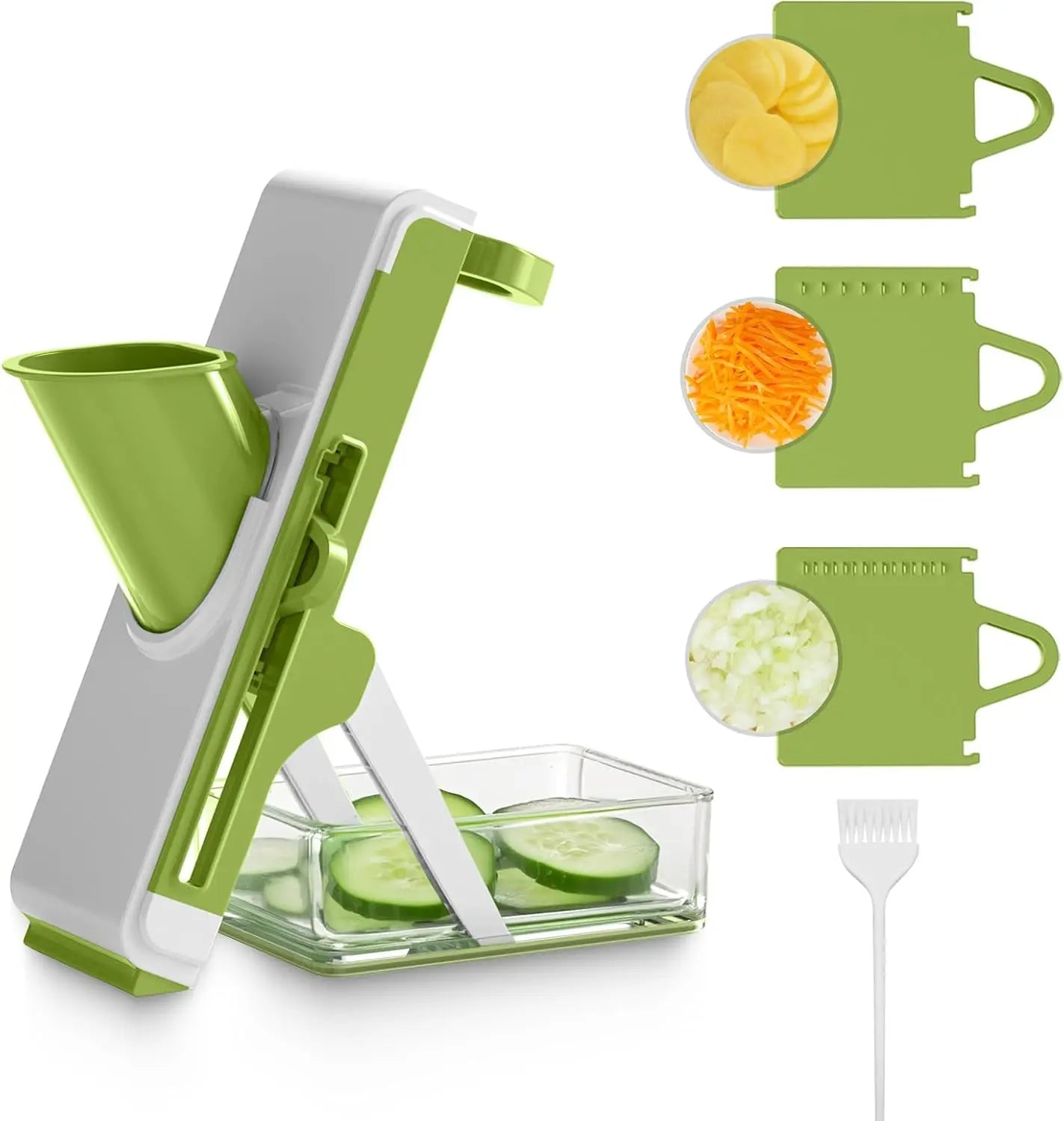 Vegetable Fruit Mandoline Slicer Manual Cutter 4-in-1 Slicing Machine with Thickness Adjuster