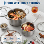 10-Piece Tri-Ply Stainless Steel Cookware Set Heavy Duty Pots And Pans Induction Oven Safe Kitchen Cooking Set