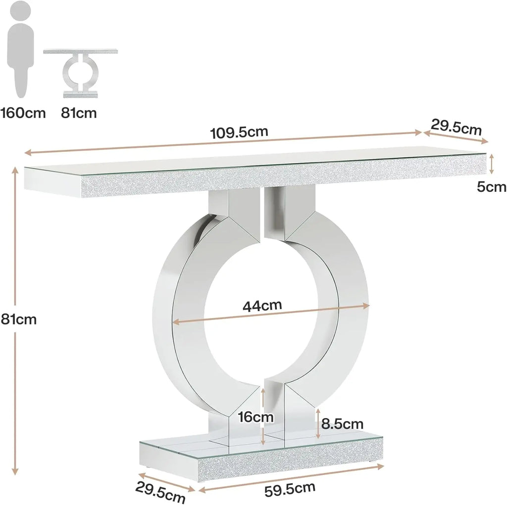 Modern Entryway Table with Thickened Mirror Finish Tabletop