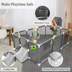 74''×50'' Play Pen for Toddlers with Basketball Hoop Soccer Nets