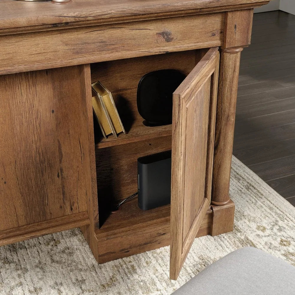 Executive Desk, 29.5"D x 65.1"W x 29.61"H, Vintage Oak finish