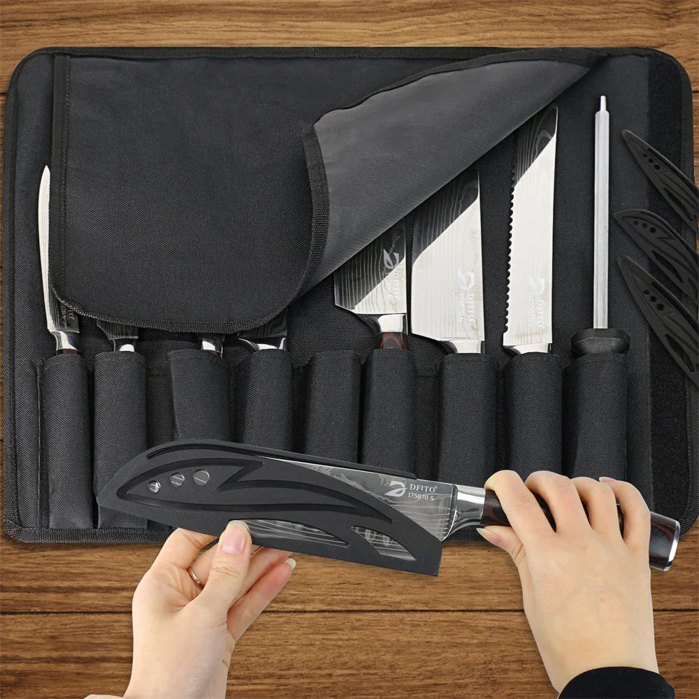 Damascus Stainless Steel Chef Utility Paring Boning Cleaver Slicing Santoku with Nylon Bag