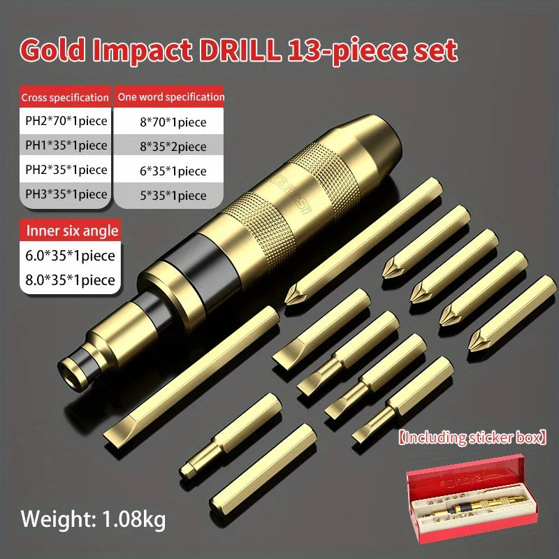 Heavy-Duty Impact Screwdriver Set - Manual Power Tool for Stubborn Screws, Automotive & Machinery Repair