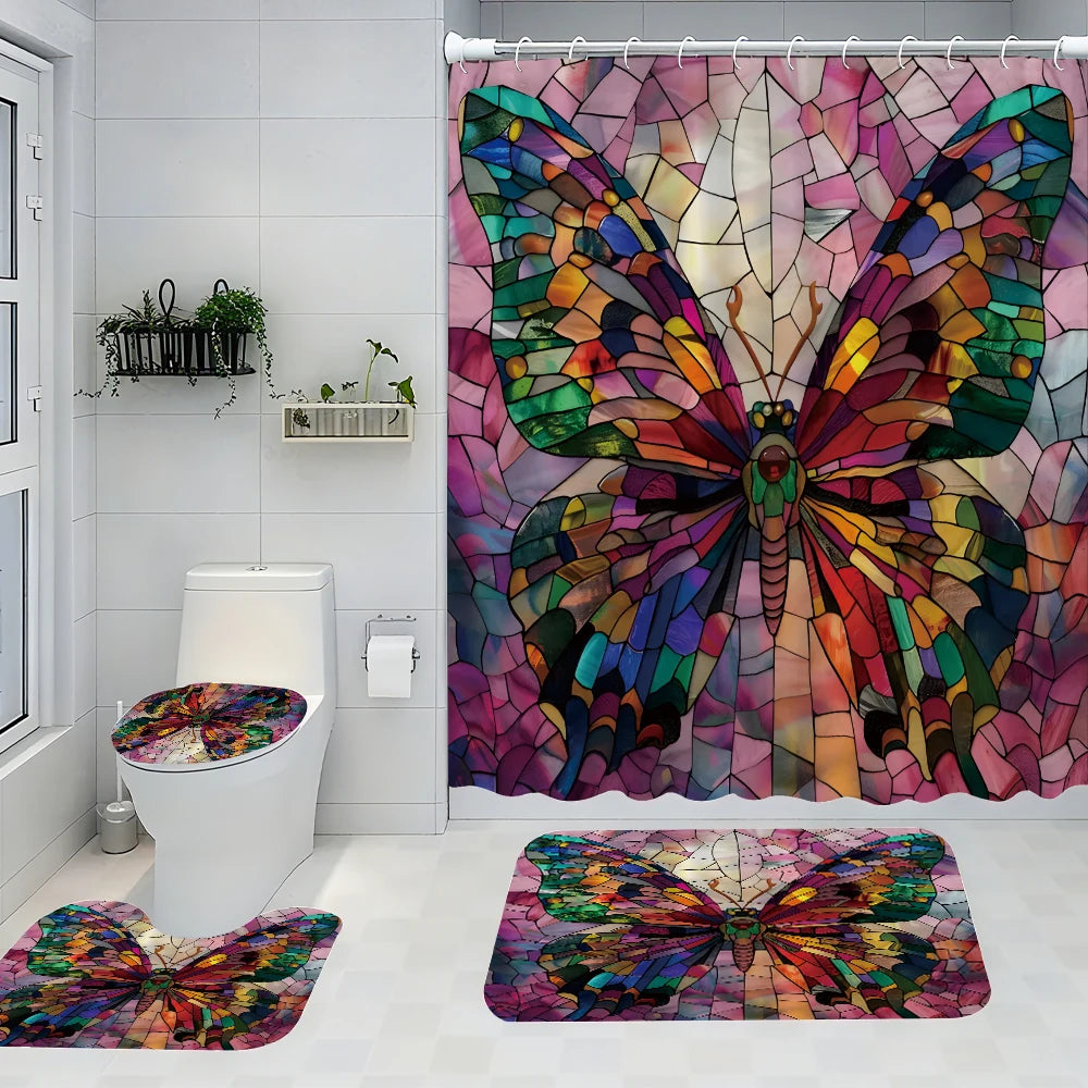 Colorful Butterfly Bathroom Four-piece Set