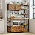 Bakers Rack with 2 Storage Cabinets and Power Outlet