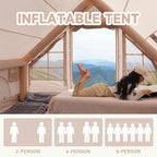Inflatable Tent With Skylight, Pump, 4-6 Person Outdoor Family Luxury Tent