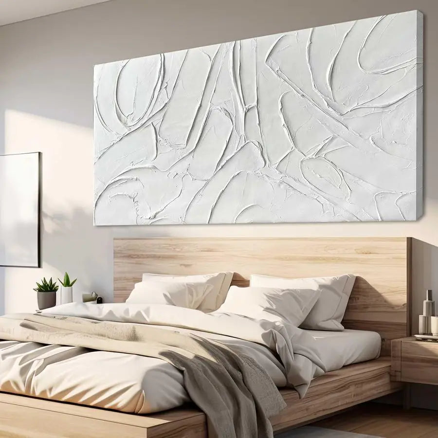 Big Wall Artwork White Painting 29x 58