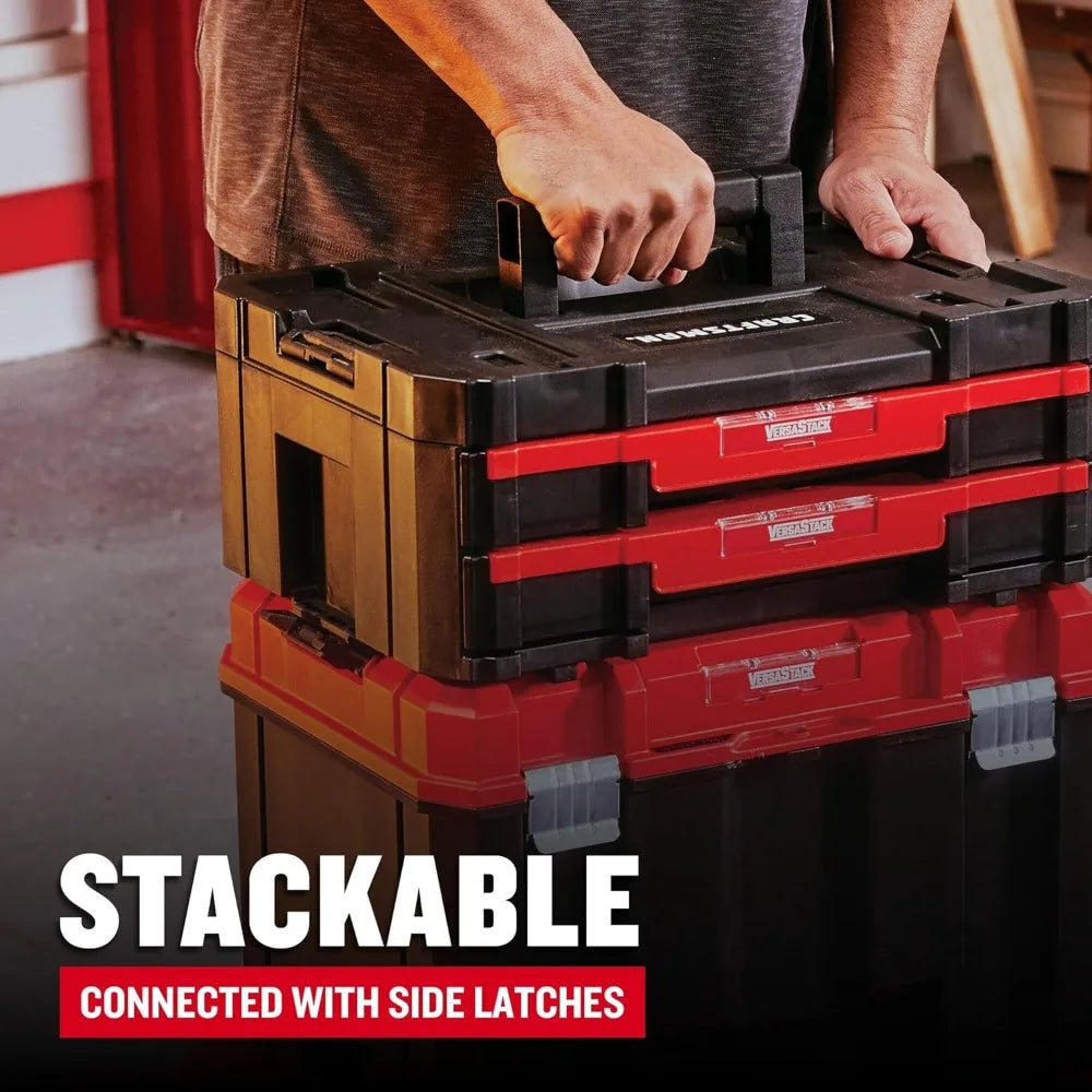 Durable Plastic Tool Box with Drawers and Removable Dividers