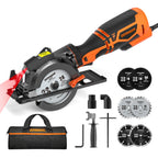 4-1/2" Circular Saw, Laser Guide, Metal Handle, 6 Blades, 1-11/16"(90°) Cut Depth, for Wood, Metal & Tile