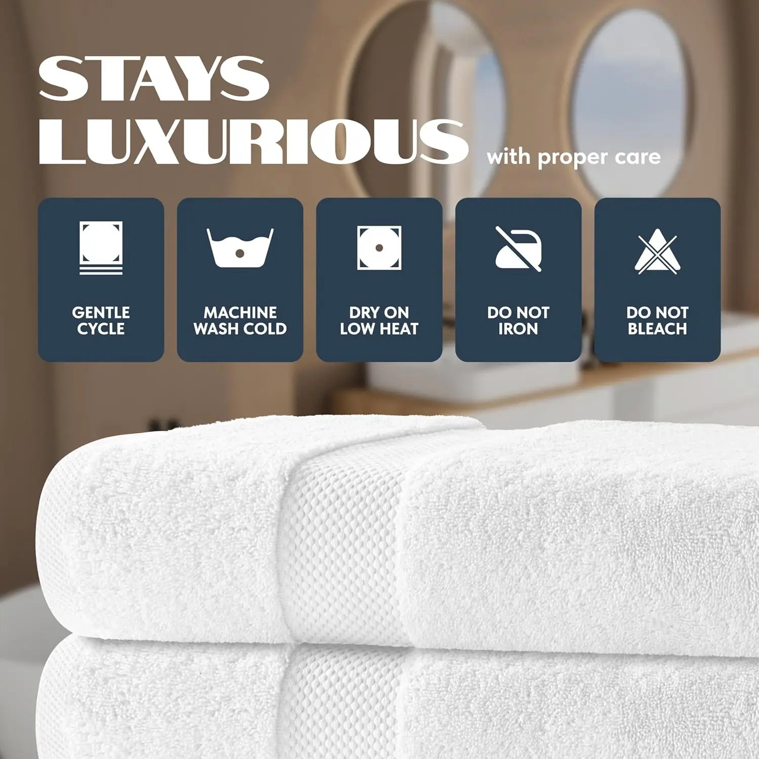 White Classic Luxury Bath Towels Set of 4, Ultra Soft and Highly Absorbent