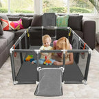 74''×50'' Play Pen for Toddlers with Basketball Hoop Soccer Nets