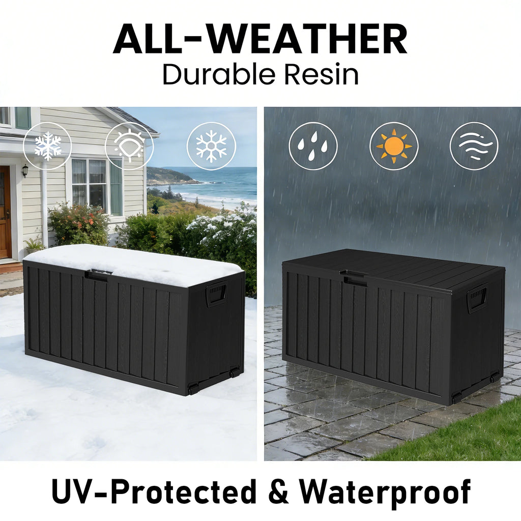 75 Gallon Heavy-Duty Waterproof Outdoor Storage Box with Flip-Top Lid
