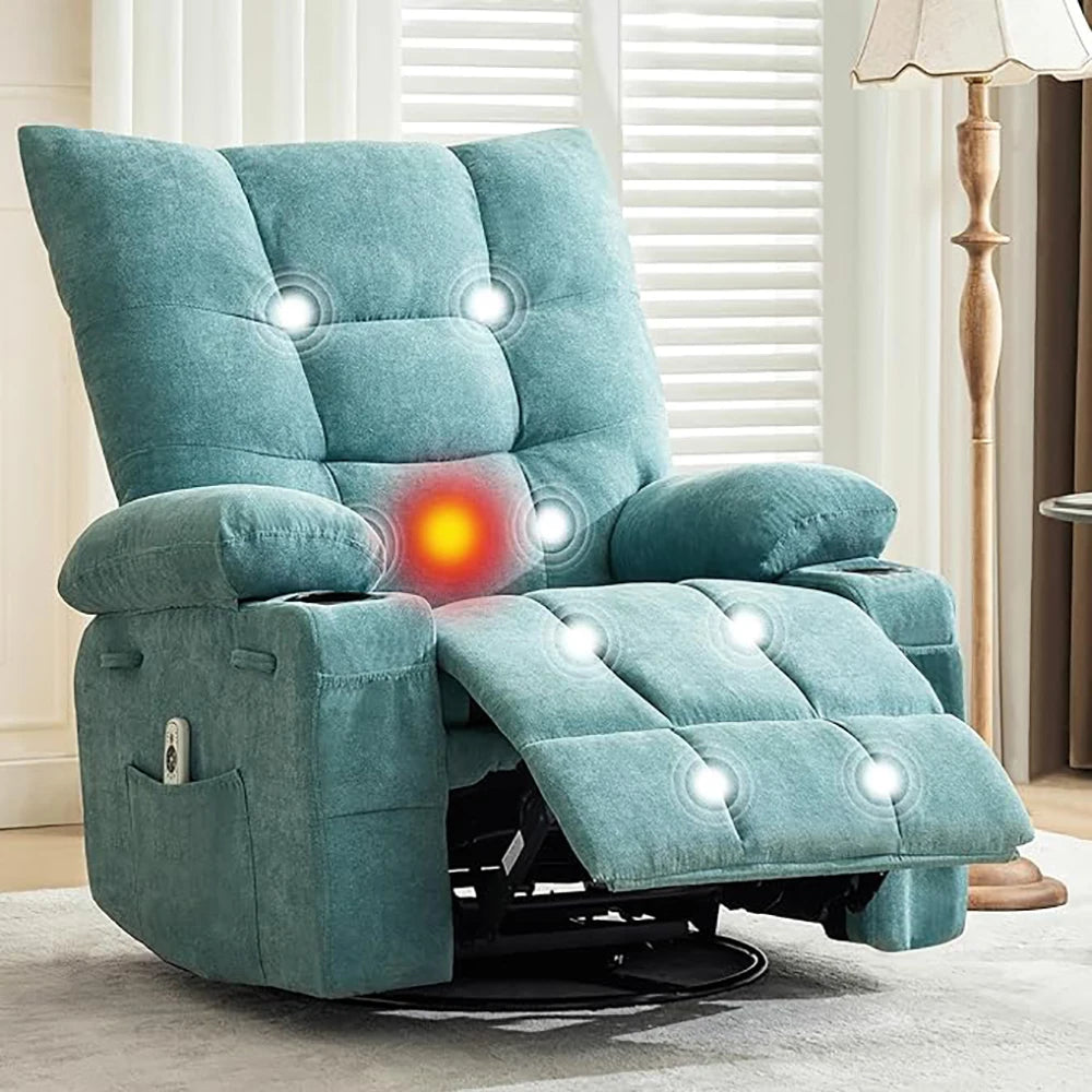 Swivel Rocker Recliner Chair with Heat and Massage