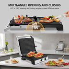 1600W 4-Slice Panini Press With Timer, Adjustable Temp & 180° Opening