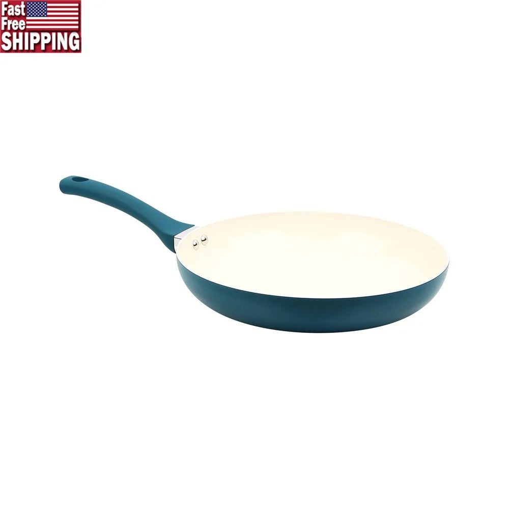 Ceramic Aluminum Nonstick Frypan 12 Inch Dishwasher Safe, Riveted Handle, Fast Even Heating