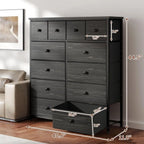 Dresser for Bedroom with 12 Drawers, Fabric Dressers amp Chest of Drawers with Sturdy Metal Frame, Wood Top, for Woman, 40.6 W x