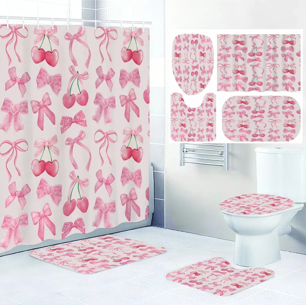 Pink Cherry Bathroom Four-piece Set