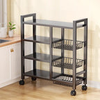Multi-functional removable cabinet storage rack, 4 layers of black metal rack, multi-layer vegetable and fruit storage rack