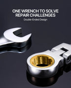 Flex-Head Ratcheting Wrench Set 8pcs Combination WrenchSet Roll-up PouchSteel Flexible Ratcheting Wrench Set SAE Metric
