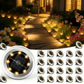 16/24 Sets Of 8-LED Outdoor Solar Small-sized Stainless Steel Floor Lamps, IP44 Waterproof, Solar Garden Lights, LED Landscape Lights, Suitable for Lawns, Courtyards, Decks, Terraces, Walkways, And Walkway Lighting (cold Whit