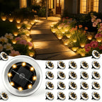 16/24 Sets Of 8-LED Outdoor Solar Small-sized Stainless Steel Floor Lamps, IP44 Waterproof, Solar Garden Lights, LED Landscape Lights, Suitable for Lawns, Courtyards, Decks, Terraces, Walkways, And Walkway Lighting (cold Whit