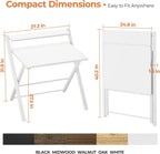 2-Tier Compact Computer Table with Shelf, Space Saving Foldable for Home Office or Dorm, White