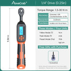 Digital Torque Wrench 1-340N.m 2% Accuracy Preset & LED/Buzzer Alerts for Bike Motorcycles Automotive Mechanical Tool