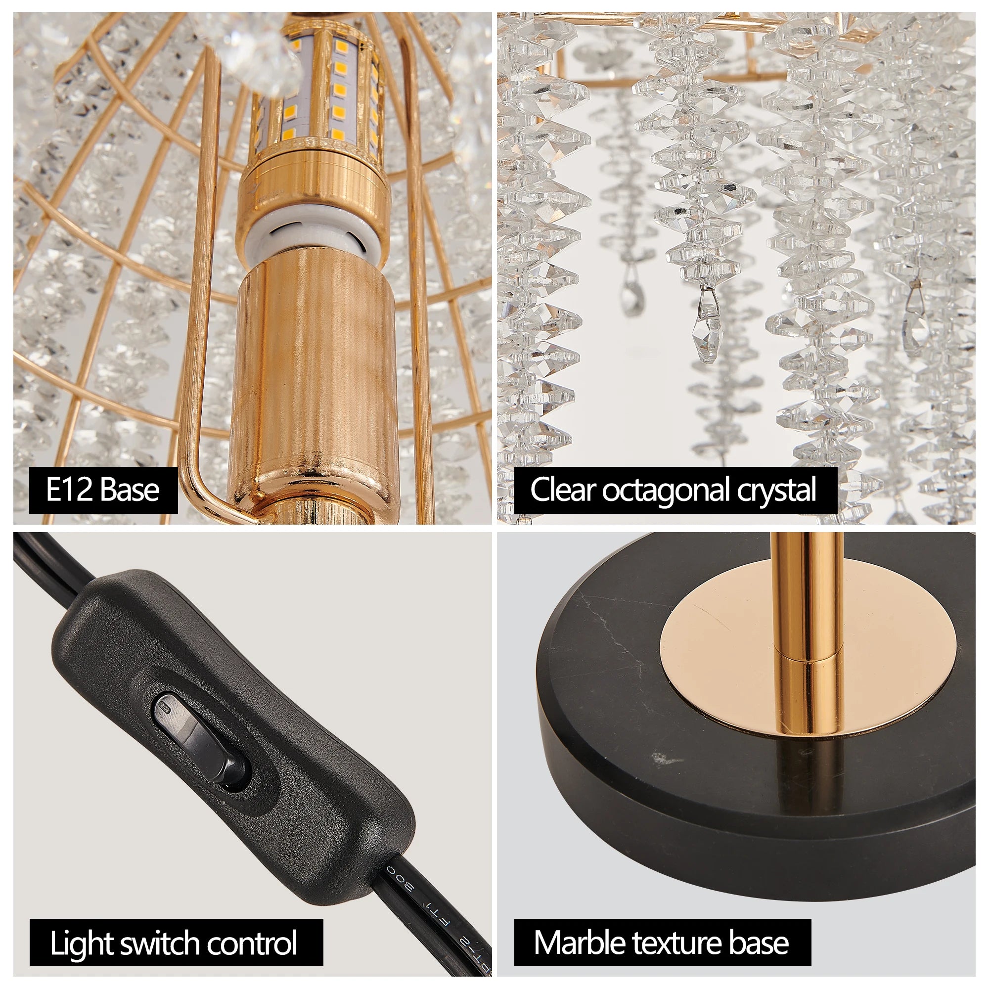 Elegant Crystal Table Lamp Vintage Waterfall Design