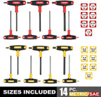 14-Piece Metric & SAE T-Handle Allen Wrench Set with Storage Box, Portable Hex Key for Home Repair and Maintenance